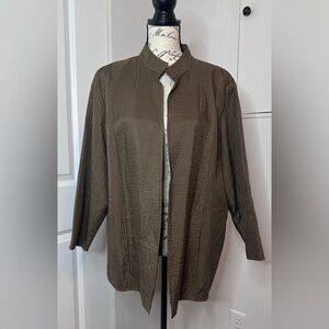Eileen Fisher Silk Taupe Cocoa Open Front Jacket